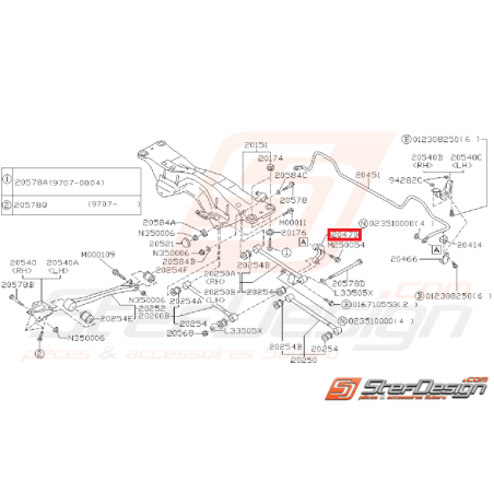 Links arrière  pour GT 93-00 et WRX 01-07 STI 01-03