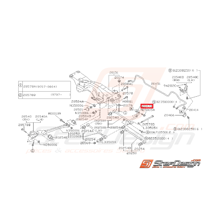 Links arrière origine SUBARU GT 93-00 WRX 01-07 STI 01-03