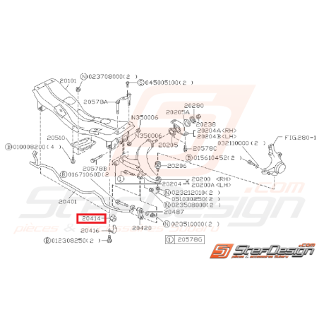 Silent bloc de barre anti-roulis WHITELINE avant et arrière GT 96-00 arrière WRX/STI 01-02