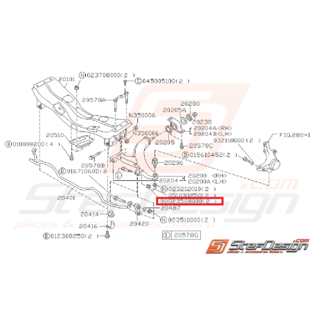 Écrou boite de vitesse et de support de pont GT 97-00 WRX/STI 01-07