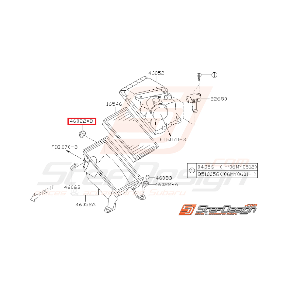 Silent bloc boite a air subaru GT 93-96 WRX/STI 01-07