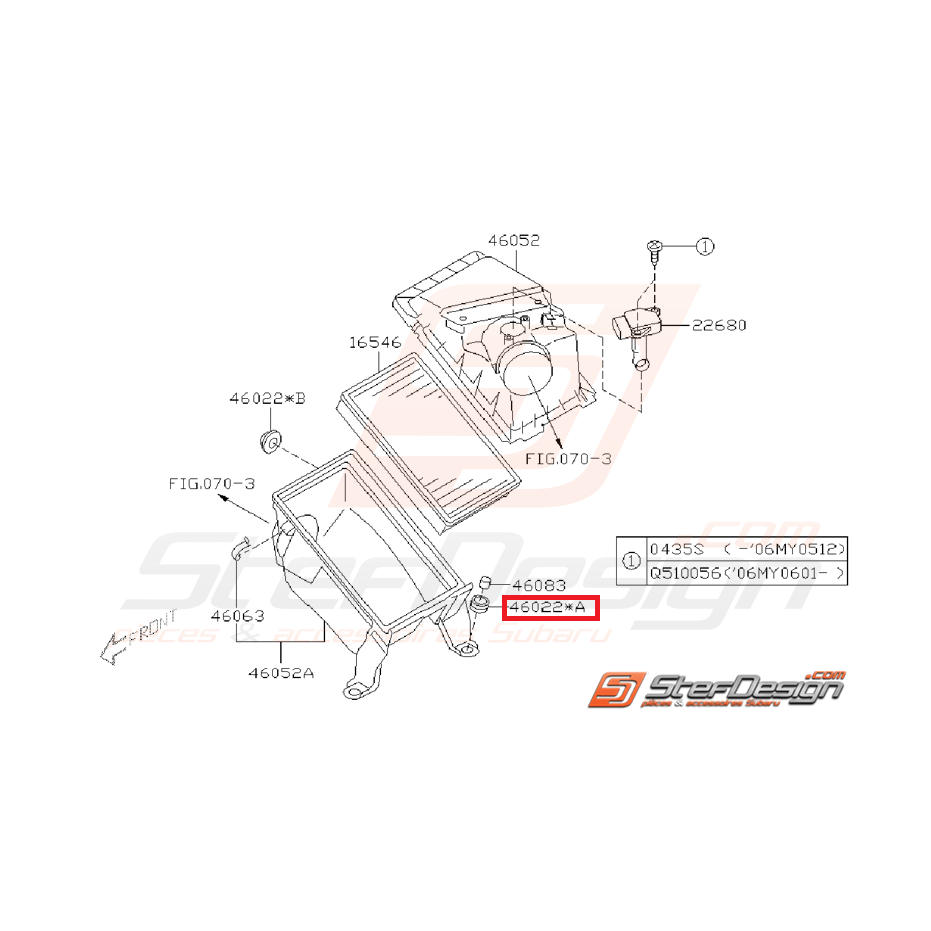 Silent bloc boite a air n°2 GT 97-98 STI/WRX 01-07