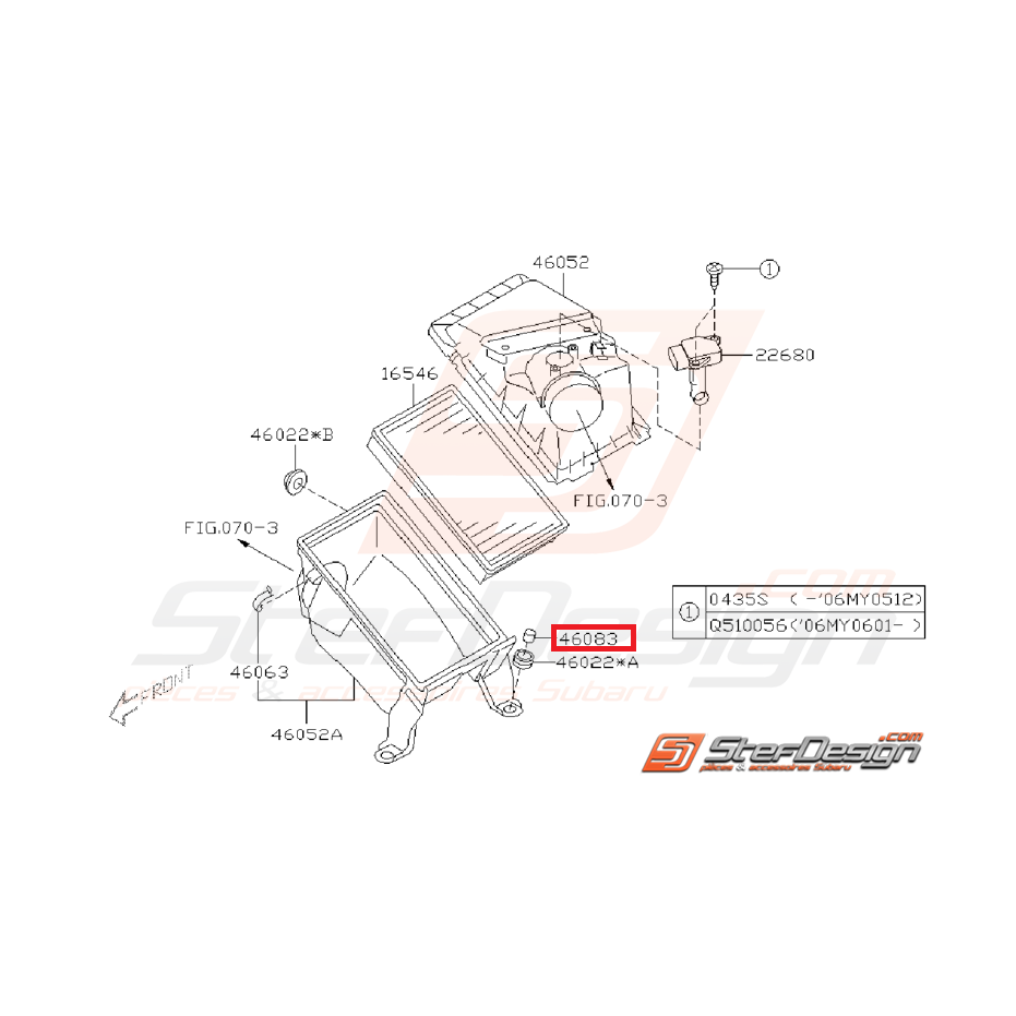 Entretoise boite à air GT 97-00 / STI/WRX 01-07