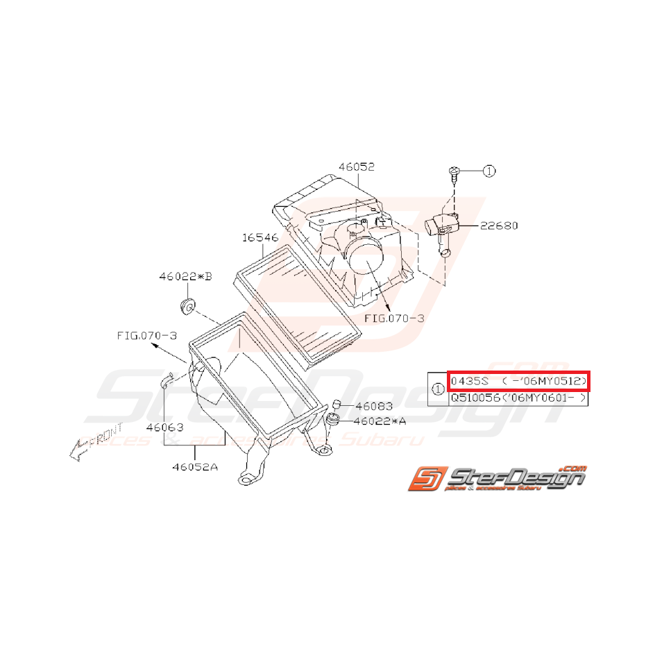 Boulon et rondelle boite a air WRX/STI 01/07