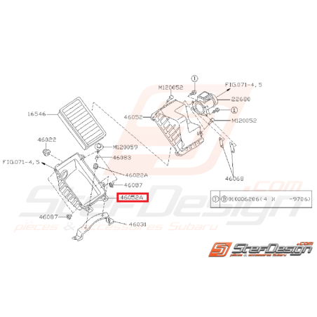 Boitier boite a air inférieur subaru GT 93-96