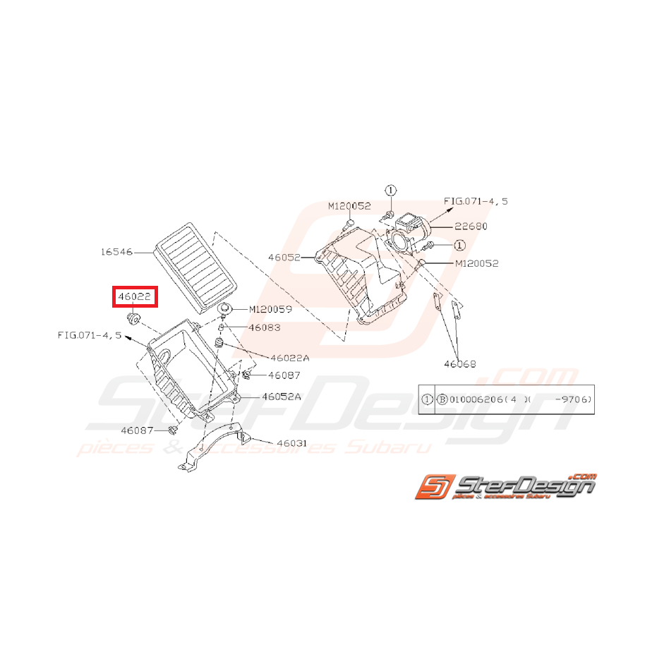Silent bloc boite a air subaru GT 93-96 WRX/STI 01-07