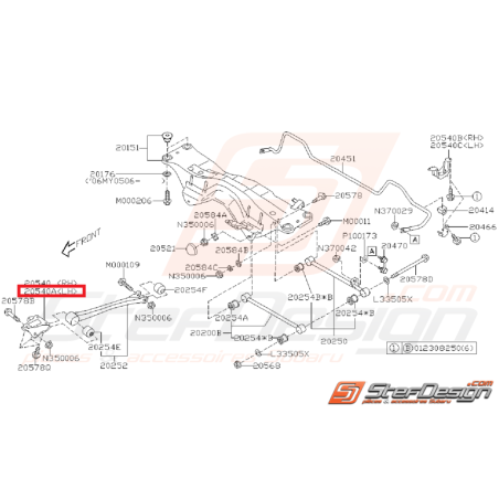 silent  bloc origine de tirant arrière GT 96-00 STI 01-07