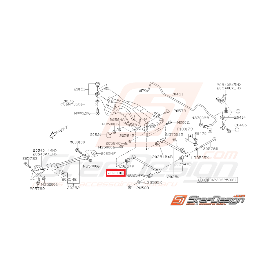 Tirant arrière alu STI 05-07