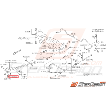 Écrou de train arrière et de fixation de triangle SUBARU WRX/STI 01-11