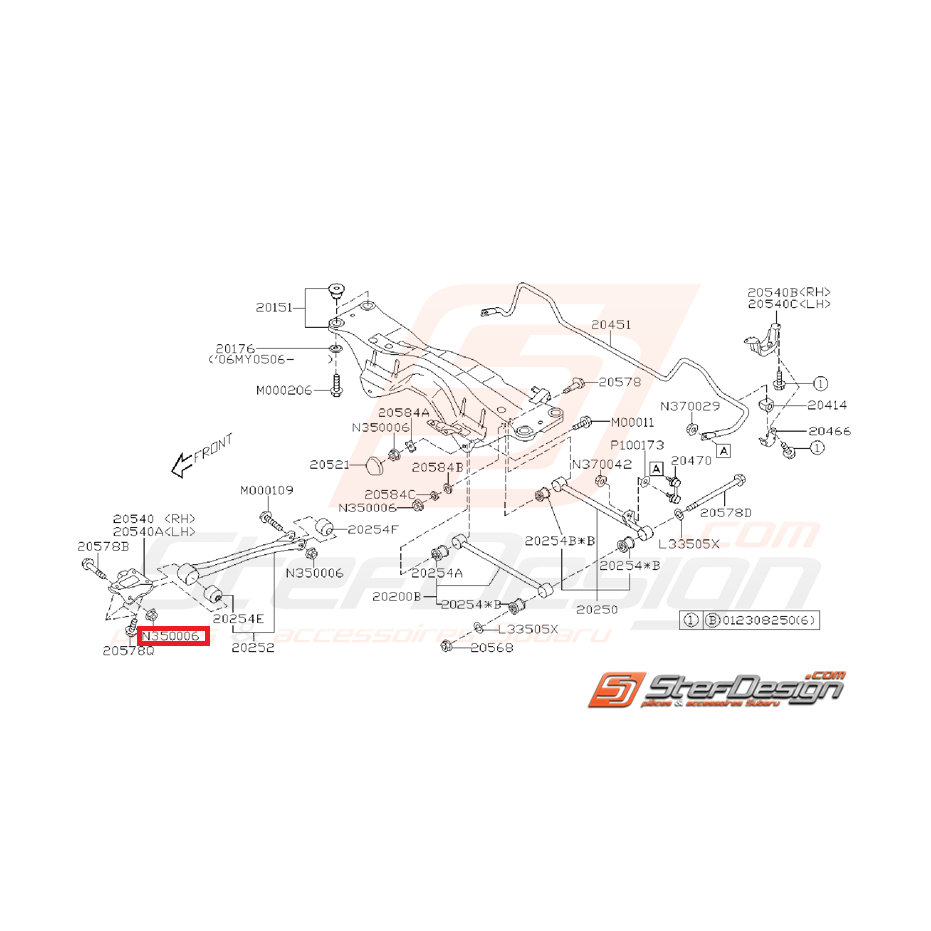 Écrou de train arrière et de fixation de triangle SUBARU WRX/STI 01-11