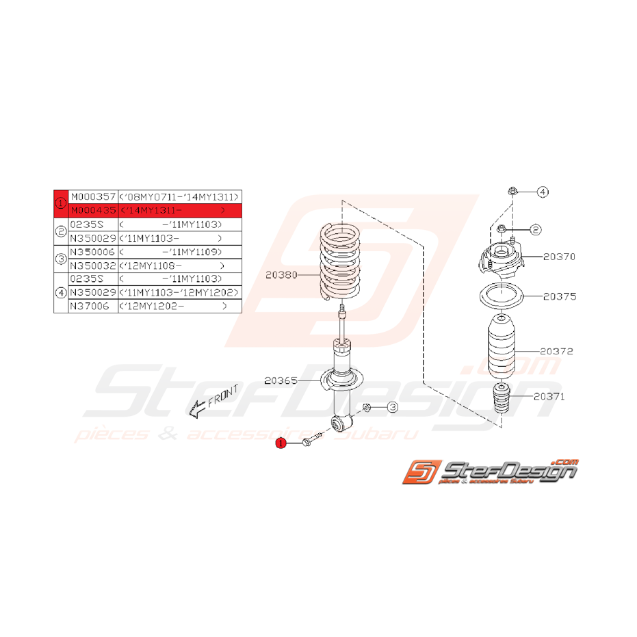 Boulon Amortisseur Arrière Subaru STI 12/2013 - 2014