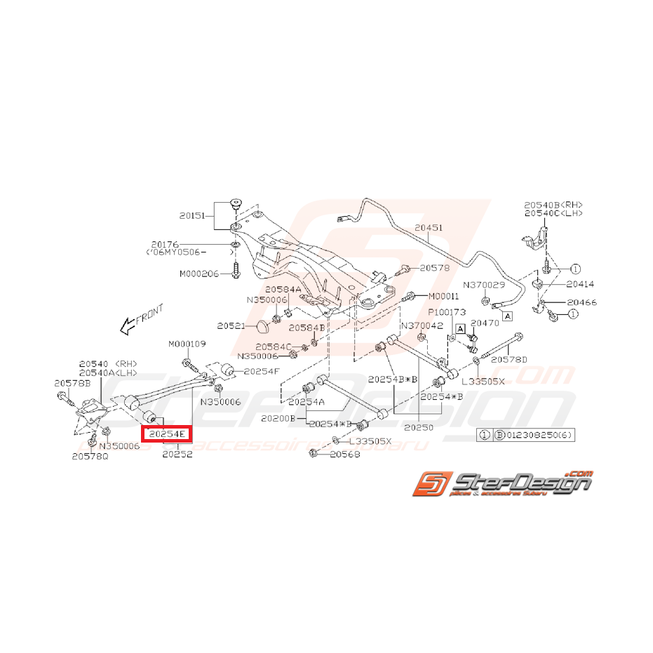 Silent bloc de train arrière STI 03-07