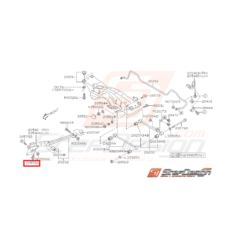 Vis de barre inférieur avant 6 points 