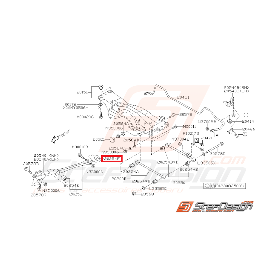 Silent bloc origine de tirant arrière GT 96-00 WRX/STI 01-07