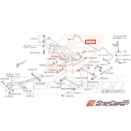 Barre stabilisatrice arrière origine SUBARU STI 04-06