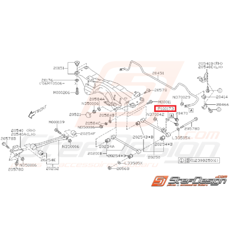 Rondelle de tirants arrières origine SUBARU STI 05-07