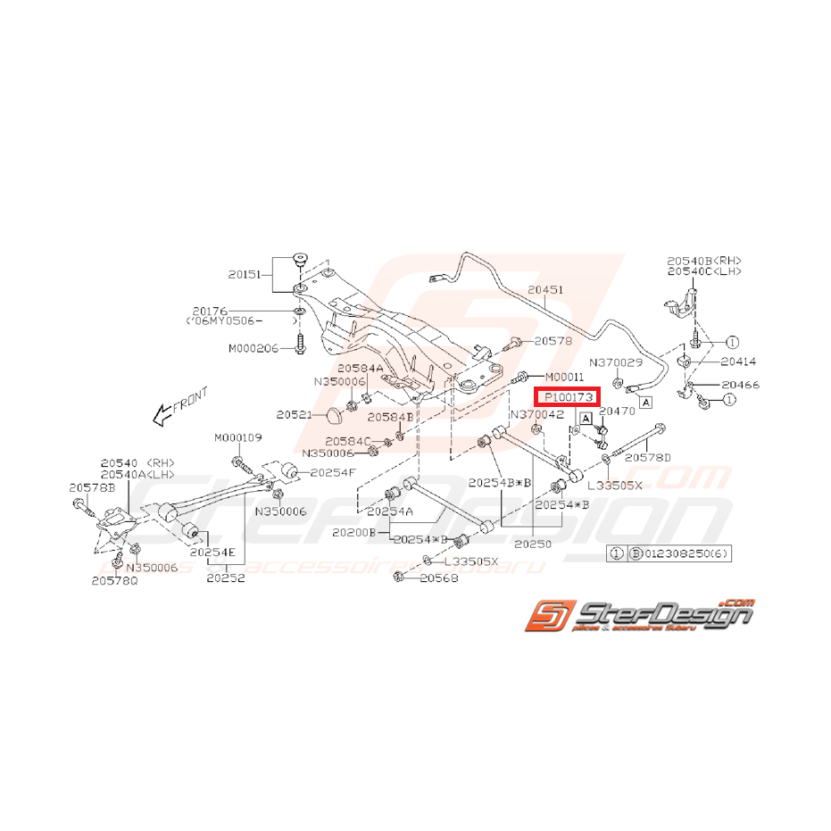 Rondelle de tirants arrières origine SUBARU STI 05-07