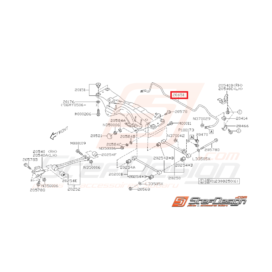 Barre stabilisatrice arrière origine SUBARU STI 2007