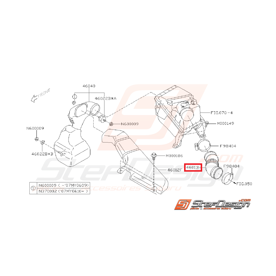 Durite d'admission origine SUBARU Boite a air/Induction STI 01-07