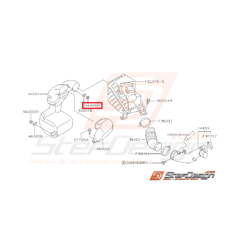 Écrou stabilisateur gauche boite a air GT 93-00