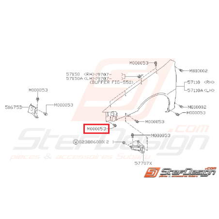 Vis fixation d' aile avant subaru GT 93-00