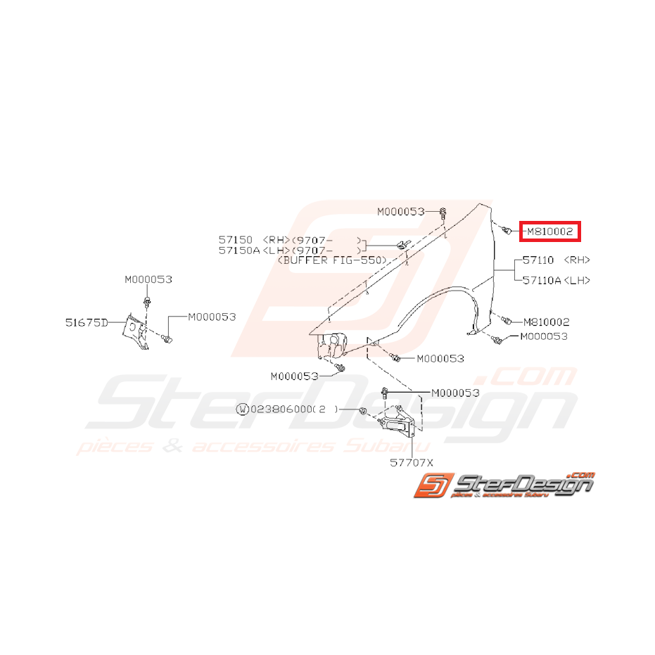 Vis porte avant GT 96 STI 03-05 Vis porte avant GT 96 STI 03-05