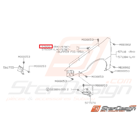 Butoir de capot avant subaru GT 97-00