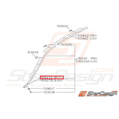 Capuchon avant baguette de toit SUBARU GT 93-00