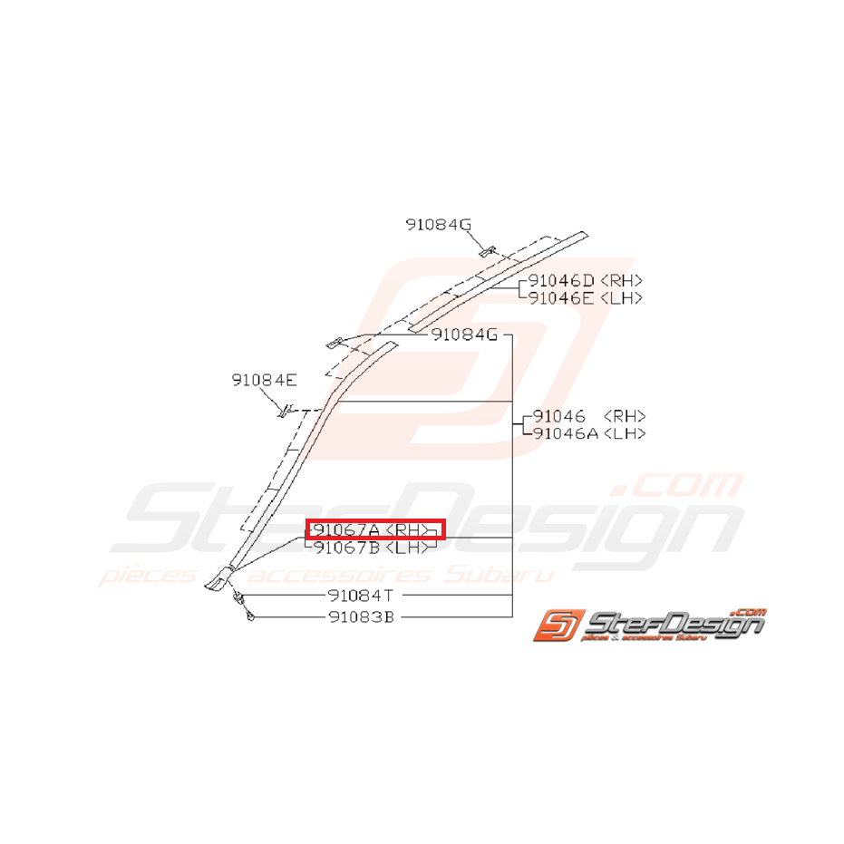 Capuchon avant baguette de toit SUBARU GT 93-00