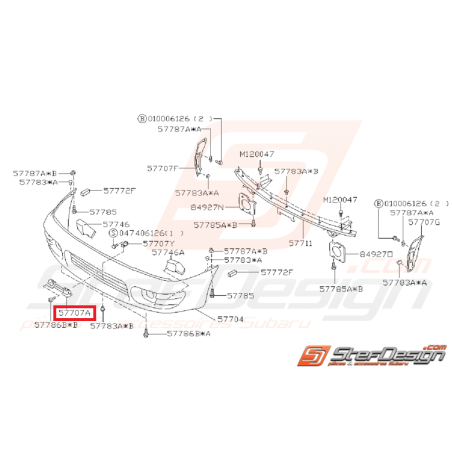 Support plaque d'immatriculation avant  SUBARU GT 94-98