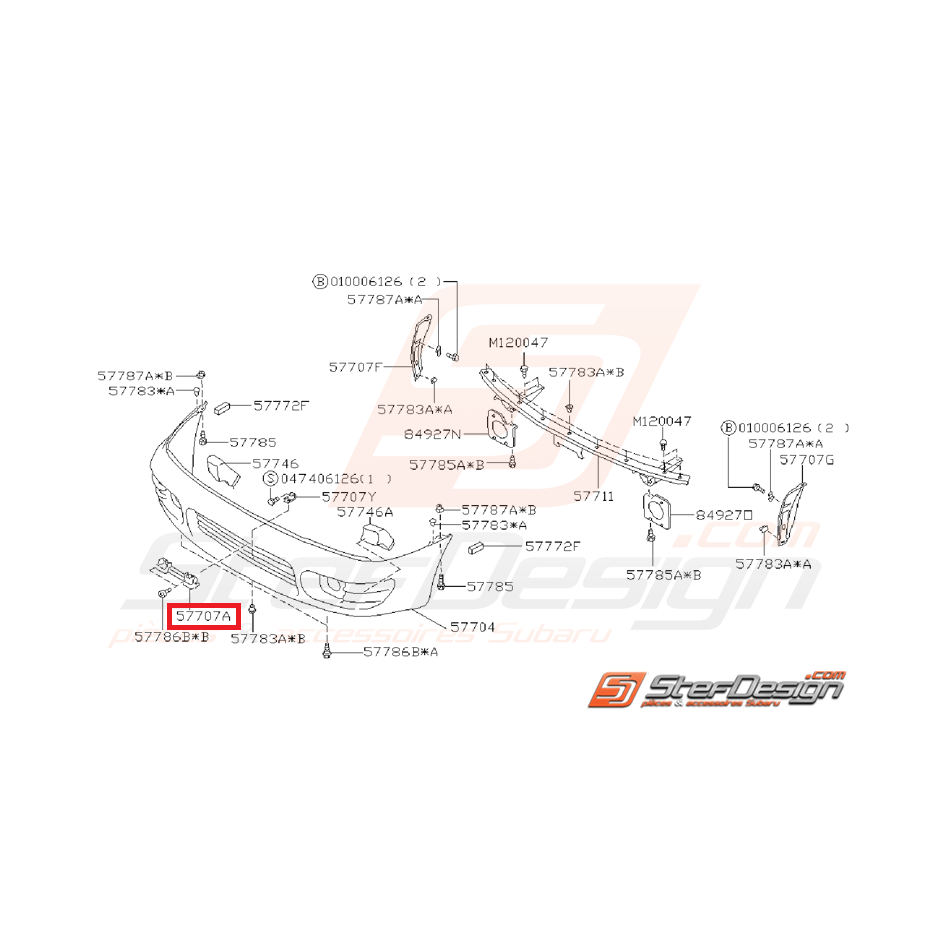 Support plaque d'immatriculation avant  SUBARU GT 94-98