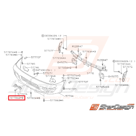 Vis pare-choc latérale SUBARU IMPREZA GT 93-98