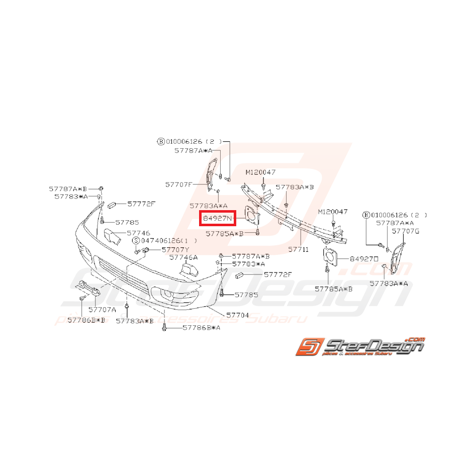 Plaque métallique derrière anti-brouillard GT 93-00 WRX/STI 01-02