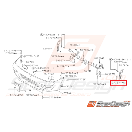 Clips support plaque d'immatriculation WRX/STI 01-07 et GT 93-00