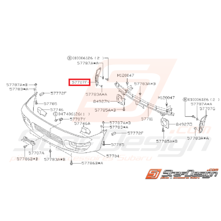 Support pare-choc avant latéral pour SUBARU GT 93-97