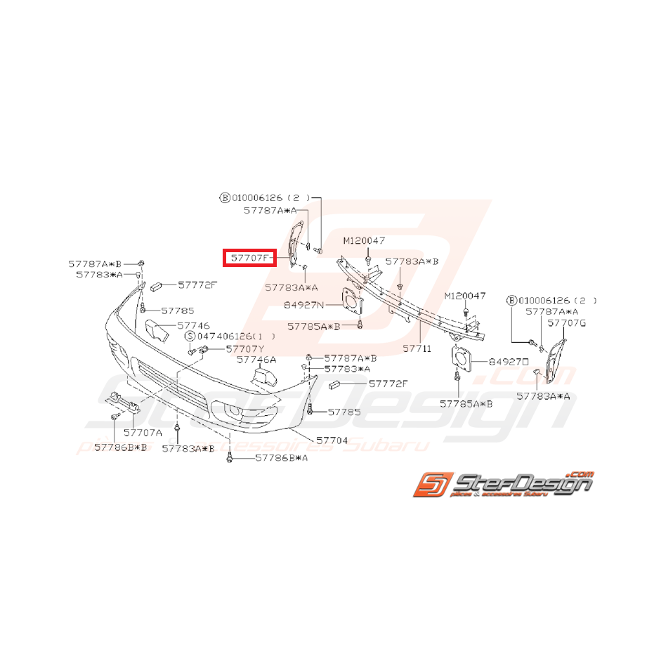 Support pare-choc avant latéral pour SUBARU GT 93-97