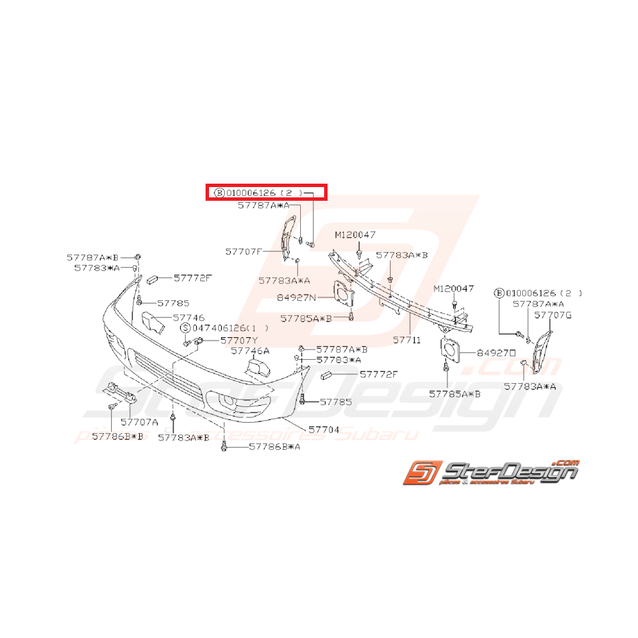 Vis pare-choc SUBARU IMPREZA GT 93-98 Vis pare-choc SUBARU IMPREZA GT 93-98