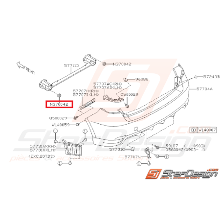 Écrou pare choc arrière SUBARU WRX/STI 08-14