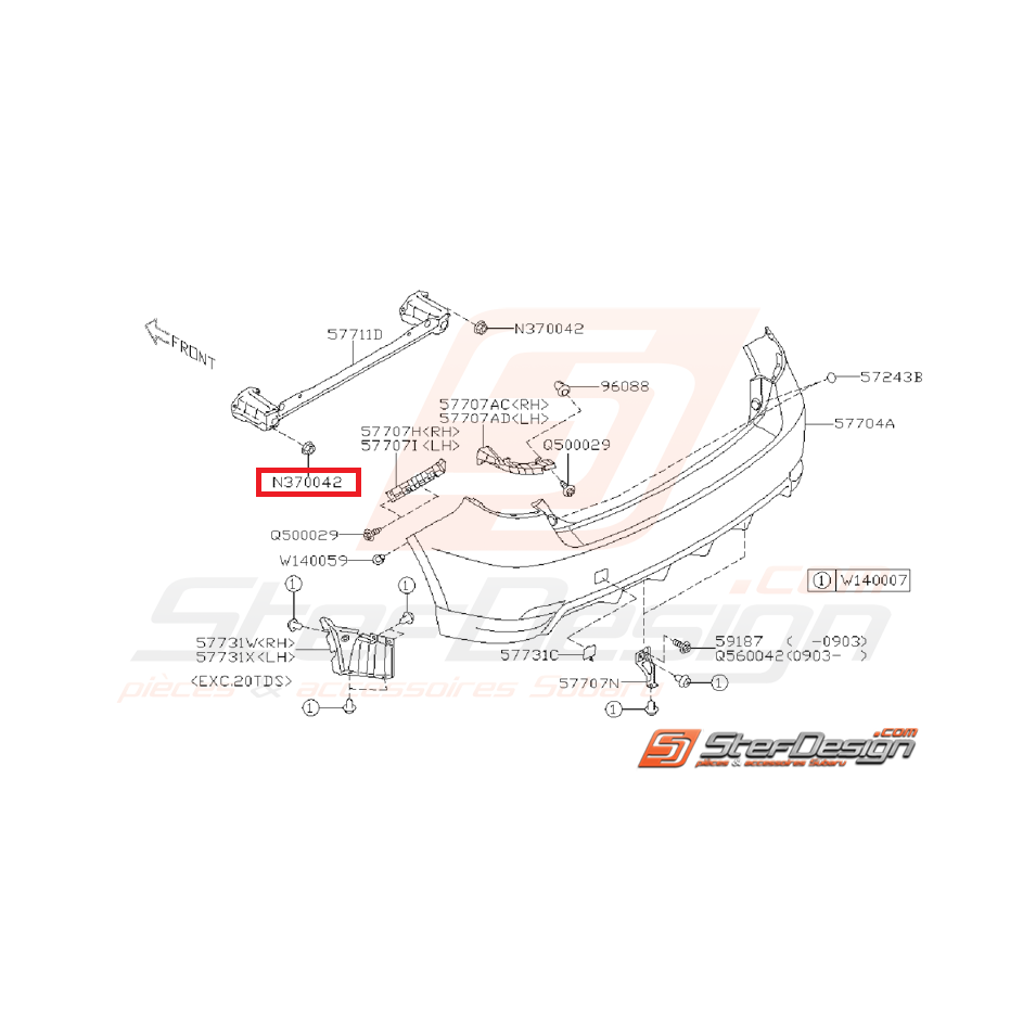 Écrou pare choc arrière SUBARU WRX/STI 08-14