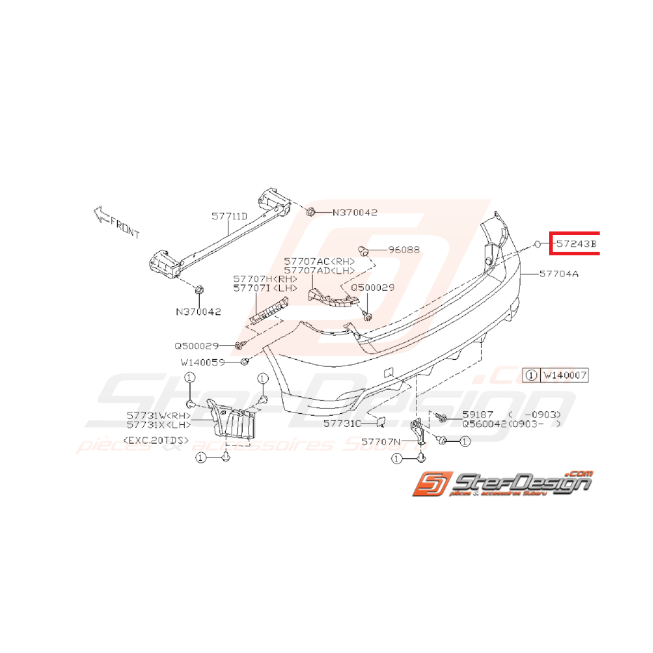 Protection butée caoutchouc capot STI de 2003 à 2005