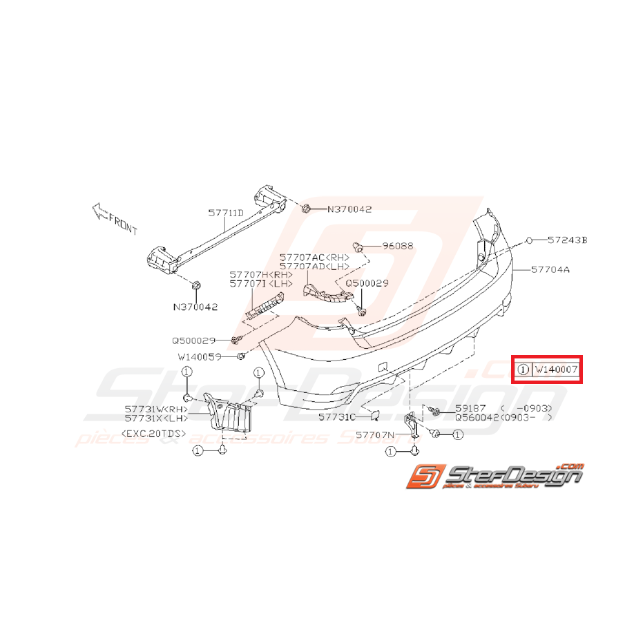 Clips de pare choc avant et arrière WRX/STI 01-14 et BRZ