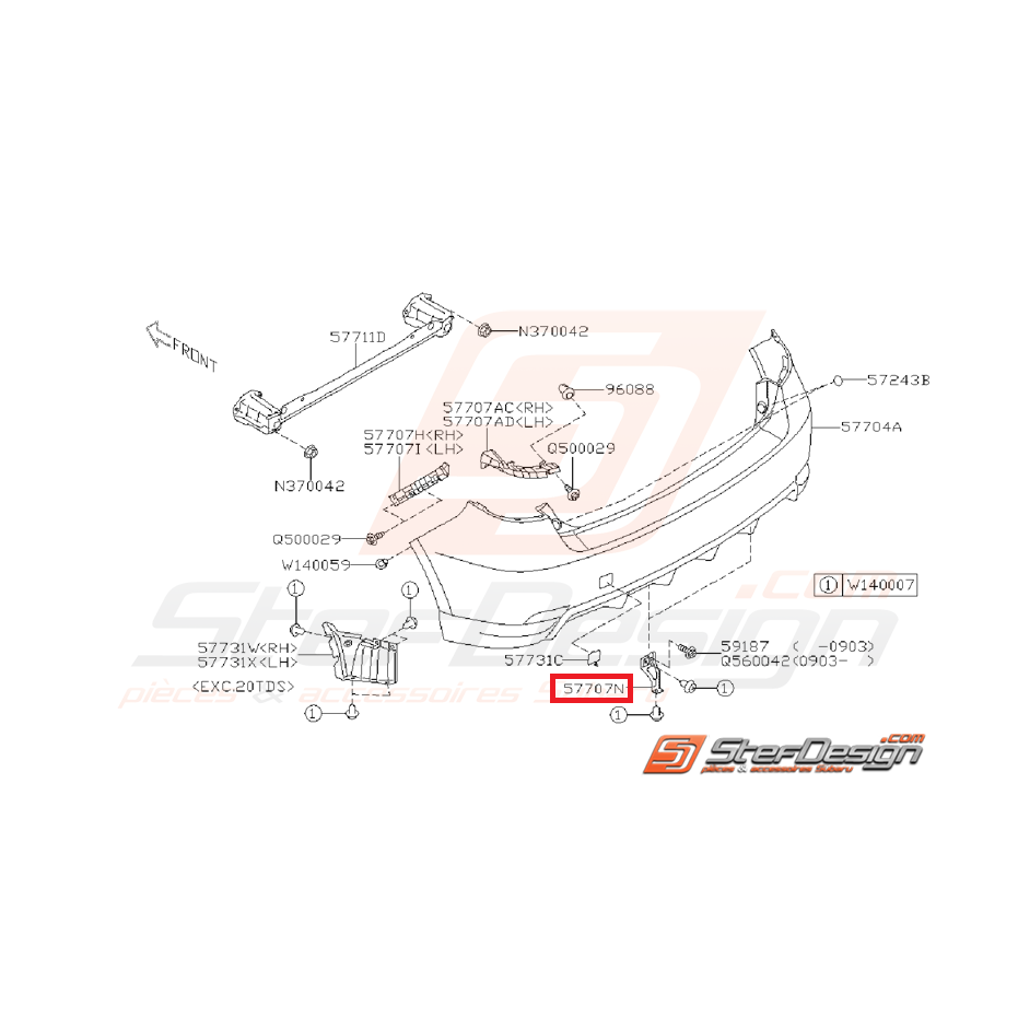 Support central pare choc arrière WRX 08-11 STI 08-10 Support central pare choc arrière WRX 08-11 STI 08-10