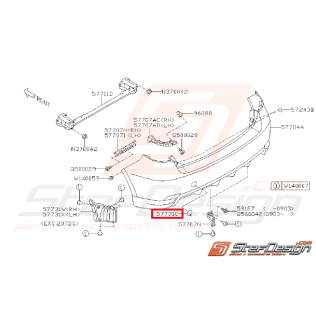 Cache crochet de remorquage arrière WRX/STI 08-10