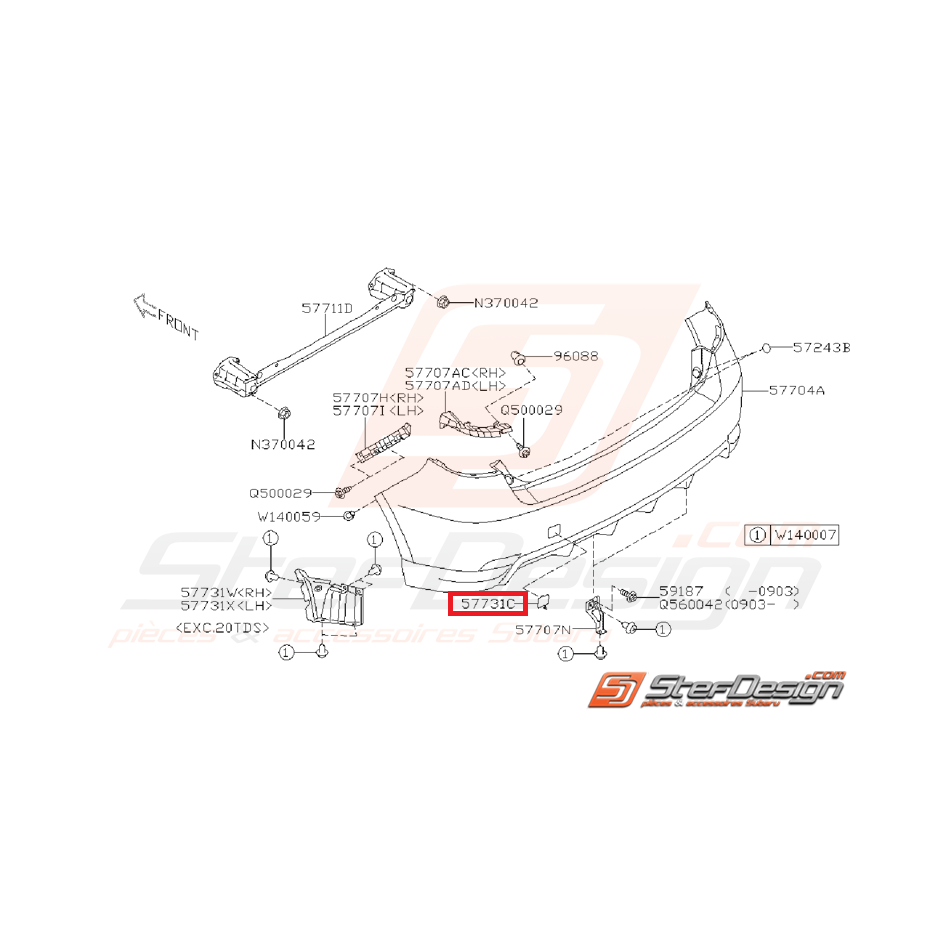 Cache crochet de remorquage arrière WRX/STI 08-10 Cache crochet de remorquage arrière WRX/STI 08-10