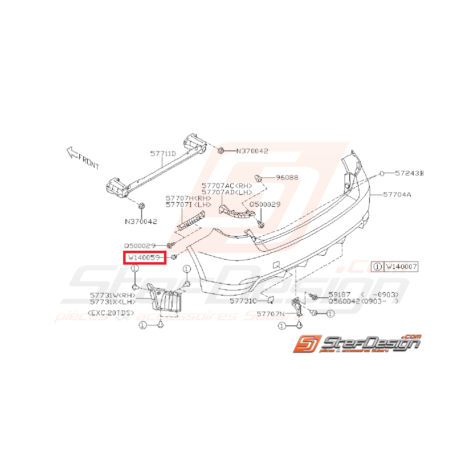 Clips pare choc avant STI/WRX 08-14