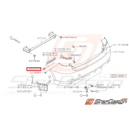 Vis pare choc arrière SUBARU STI/WRX 08-14