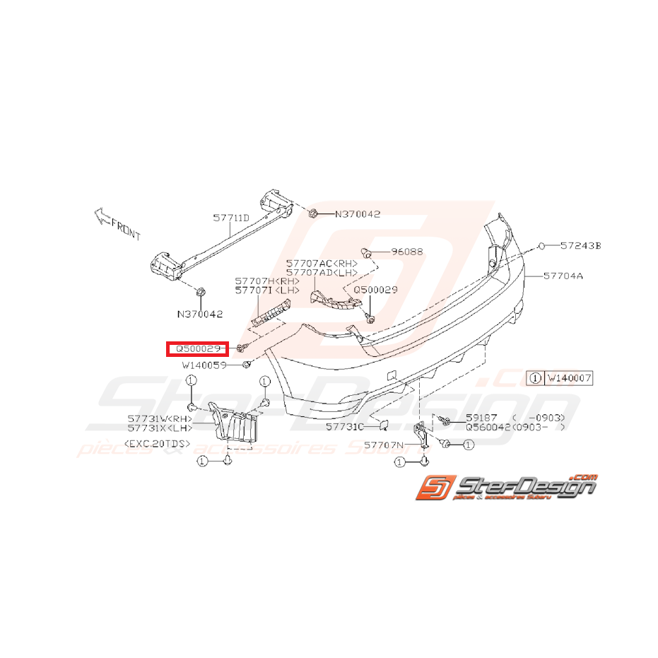 Vis pare choc arrière SUBARU STI/WRX 08-14
