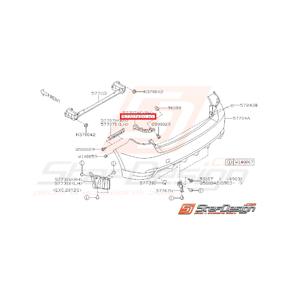 Support coin de pare choc arrière WRX/STI 08-11 Support coin de pare choc arrière WRX/STI 08-11