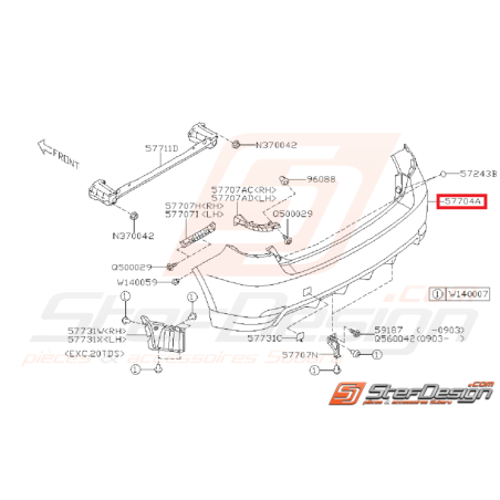 Pare choc arrière SUBARU WRX 08-10