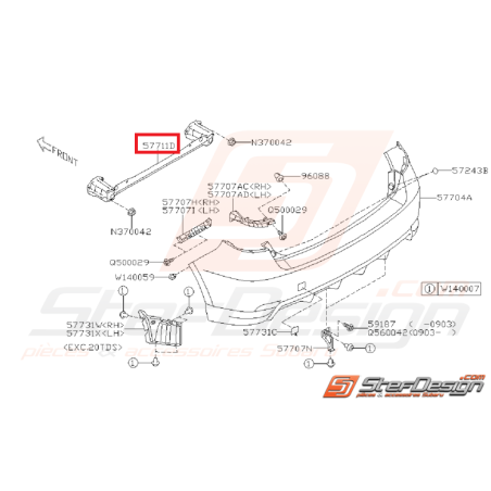 Traverse complète pare choc arrière WRX/STI 08-14